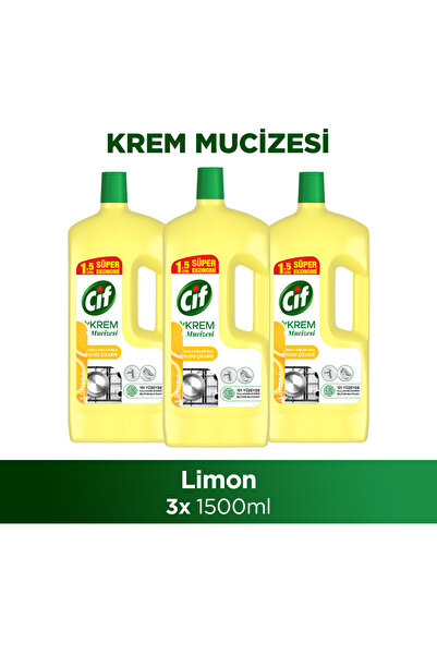 Cif Krem Mucize Yüzey Temizleyici Limon 1500 ml x3