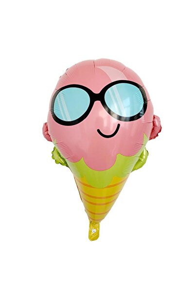 partidolu بالون رقائق معدنية على شكل آيس كريم مبتسم مع نظارات 66 × 51 سم قطعة...