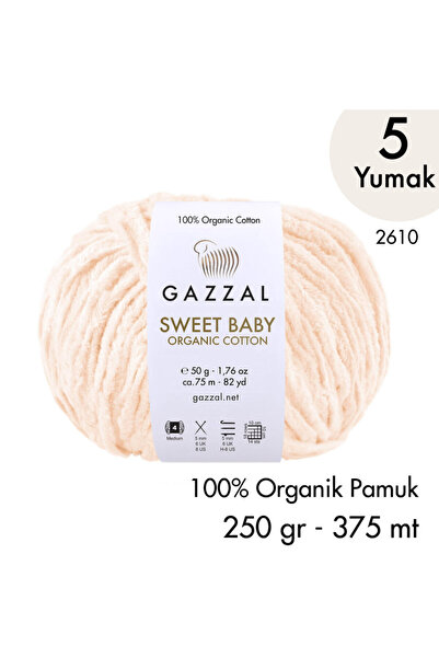 Gazzal Sweet Baby Organic Cotton 2611 El Örgü İpliği 250 gr