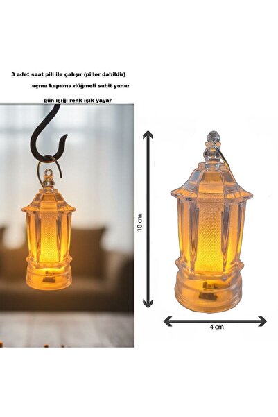 partidolu Ramazan Şeffaf Buzlu Cam Görünüm Kandil Şeklinde Led Gün Işığı Renk...