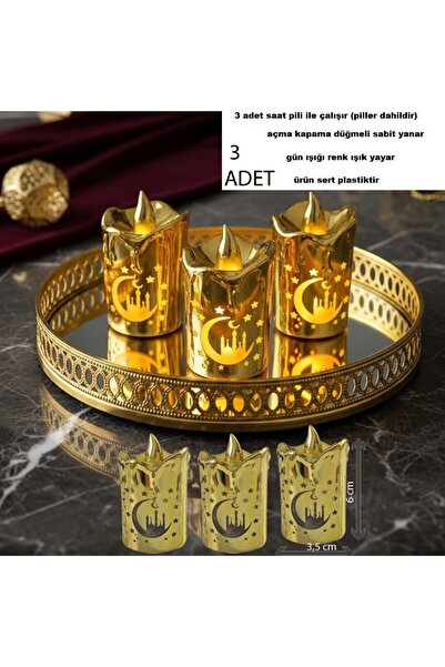 partidolu Ramazan Temalı Ay Yıldız Cami Figürlü Led Gün Işığı Renkli Plastik ...