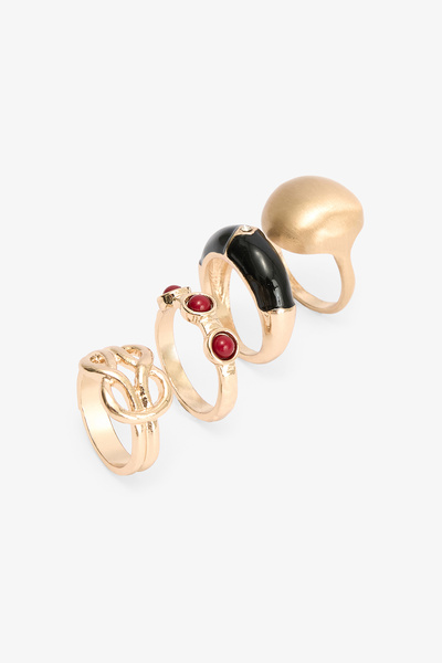 Penti Gold Color Ines 4-Piece Ring Set