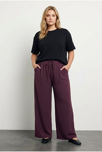 Stil Diva Pantaloni cu buzunare cu picioare largi, cu talie elastică, mărime ...