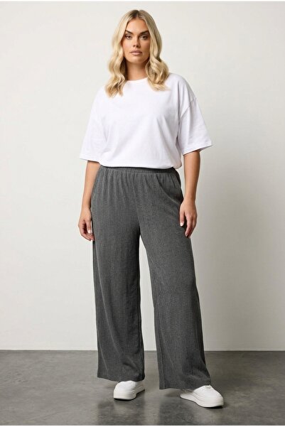 Stil Diva Pantaloni cu buzunare cu picioare largi, cu talie elastică, mărime ...