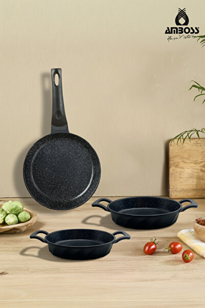 Amboss Vento 3 Piece Cast Iron 26 cm Pan 18-20 cm Saucepan Set