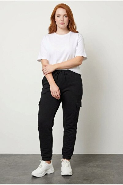 Stil Diva Plus Size Elastic Waist and Cuffs Pocketed Cargo Jogger Pants Cotto...