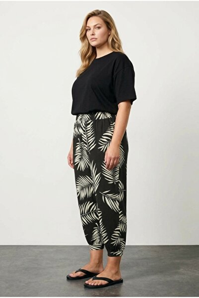 Stil Diva Pantaloni cu talie înaltă, mărime mare, cu buzunare shalwar, materi...