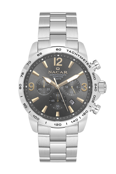 Nacar Sapphire Glass Sports Silver - Gray Men's Watch Nc08-29420706-Agcm