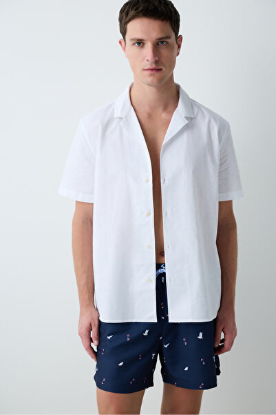 Penti Beyaz Havana Erkek Plaj Gömleği