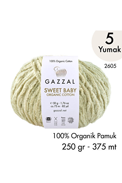 Gazzal Sweet Baby Organic Cotton 2605 El Örgü İpliği 250 gr