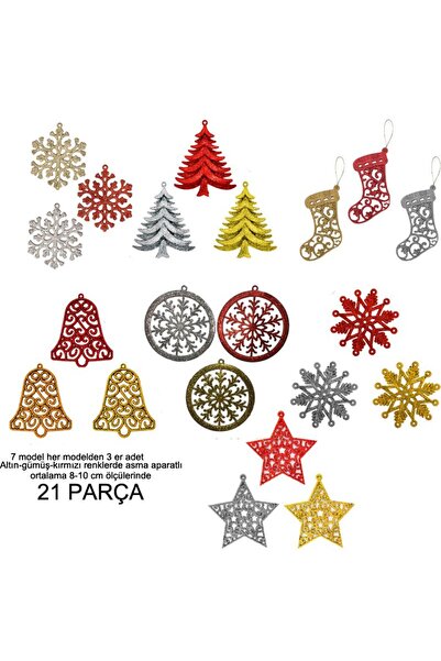 partidolu Блискучий пластиковий 3-колірний новорічний ялинка 7 моделей 21 деталь