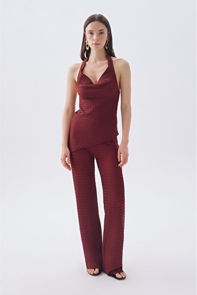 Mudo Elastic Waist Taupe Wide Leg Knitted Pants