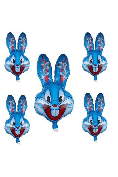 partidolu بالون فويل سوبر شيب 75 سم باغز باني أرنب أزرق اللون 5 قطع