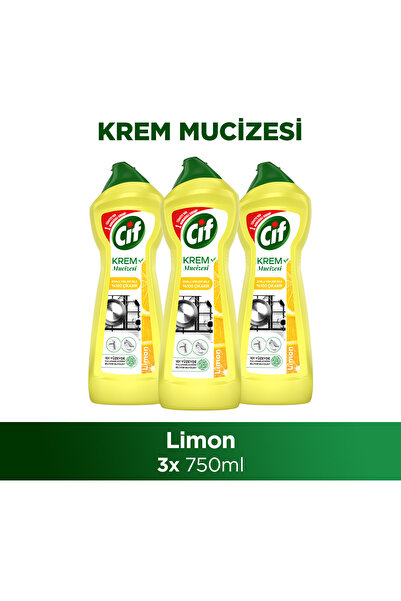 Cif Krem Yüzey Temizleyici Limon Kokulu Klor Boya Fosfat Paraben Içermez 750 ...