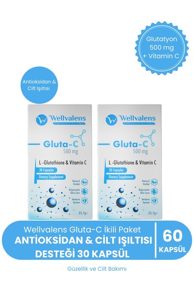 Wellvalens Gluta-C İkili Paket| Antioksidan & Cilt Işıltısı Desteği 30 Kapsül