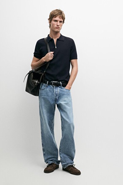 Massimo Dutti Fermuarlı polo yaka triko kazak