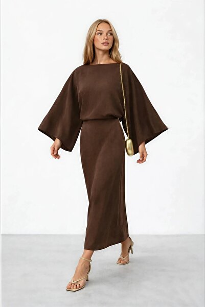 VAGGON قصة مريحة فستان بأكمام طويلة