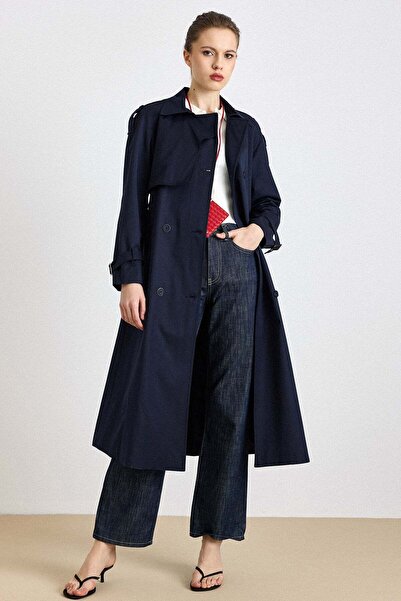 Olcay Water-Repellent Style Trench Coat with Raglan Sleeves, Cape and Epaulet...