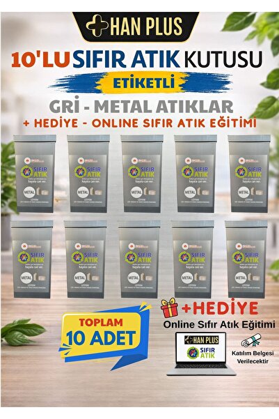 HAN PLUS Geri Dönüşüm Kutusu Seti | 10 Adet ETİKETLİ - GRİ | Sıfır Atık Kutus...