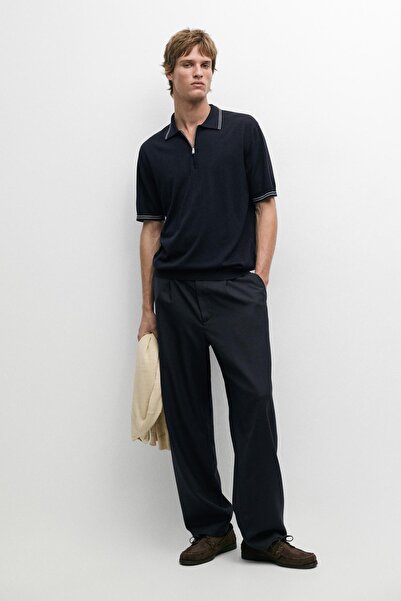 Massimo Dutti Detaylı yakalı polo yaka triko kazak