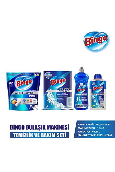Bingo Akıllı Kapsül Pro Bulaşık Makinesi Deterjanı Tableti 80'li+Makine Temiz...