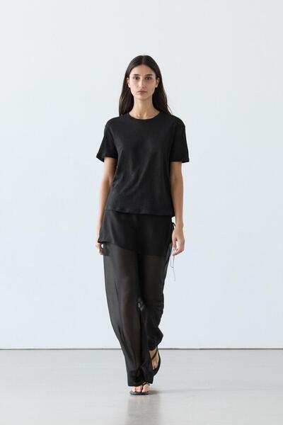 Massimo Dutti Keten kısa kollu tişört