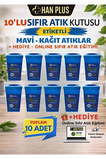 HAN PLUS Geri Dönüşüm Kutusu Seti | 10 Adet ETİKETLİ - MAVİ | Sıfır Atık Kutu...