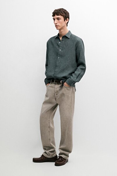 Massimo Dutti Keten patlet detaylı gömlek