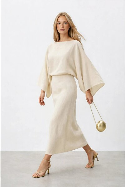 VAGGON Relaxed Fit Bat Sleeve Long Dress