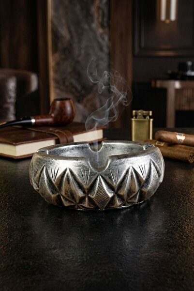 Evene Küllük Gümüş Eskitme Kül Tablası Dekoratif Küllük Model 3