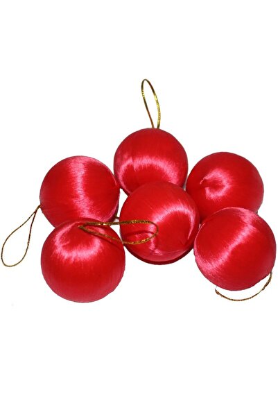 partidolu Новорічні кульки з блискучою ниткою, 6 штук, 3,5 см, червоні