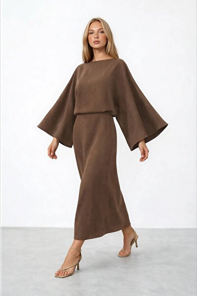VAGGON Relaxed Fit Bat Sleeve Long Dress