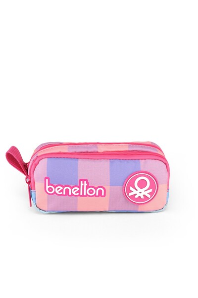 United Colors of Benetton Μολυβοθήκη για κορίτσια με ροζ καρό σχέδιο - Benett...