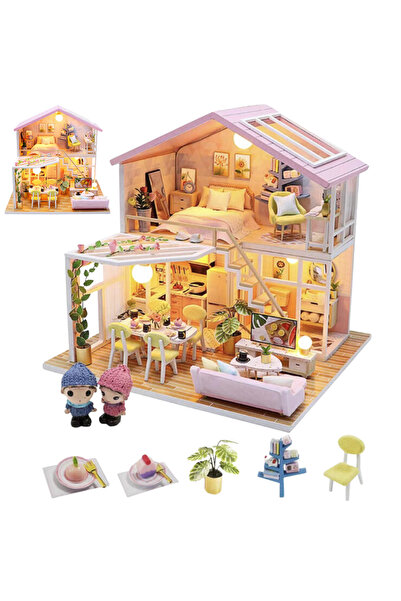 OEM Casuta pentru papusi de asamblat, macheta, cu led, multicolor, multiple a...