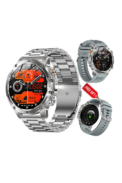 gitech Метален смарт часовник с Bluetooth разговори, фенерче, известия, батер...