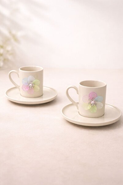 YzHome 2 Li Gold Gilded Porcelain Colorful Lotus Flower Coffee Cup Set 100ml