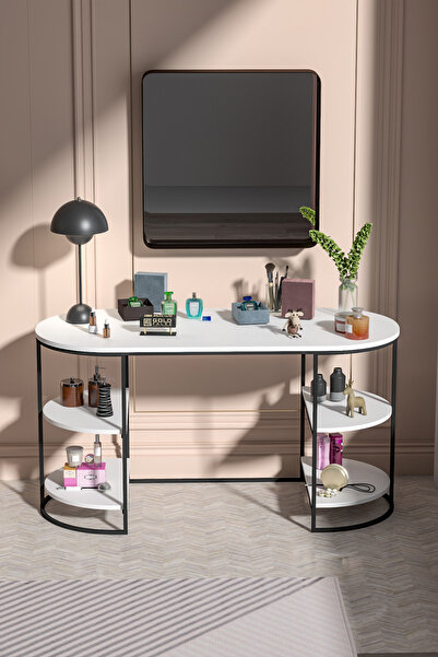 GOLDFALEZ Makyaj Masası 140 cm Çalışma Masası Bilgisayar Masası Çok Amaçlı Of...