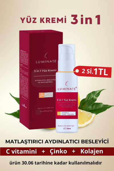 Luminate Yüz Kremi C Vitamin Çinko Kolajen Su Bazlı Nemlendirici Tonu Eşitley...