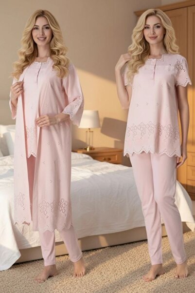 Pelin طقم بيجامة نسائية من الكتان المزخرف للحوامل