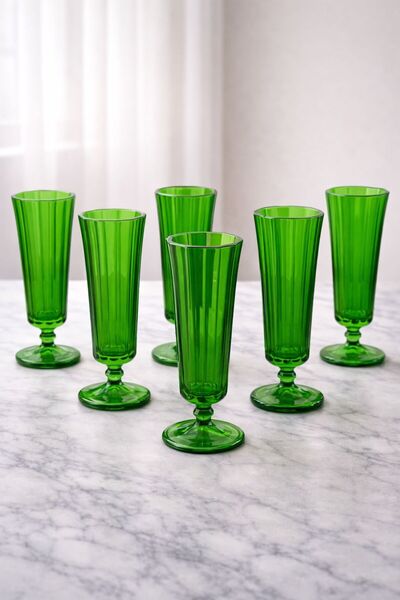 YzHome Set of 6 Glass Flutes Colored Coffee Side Glasses Water Glass 150ml