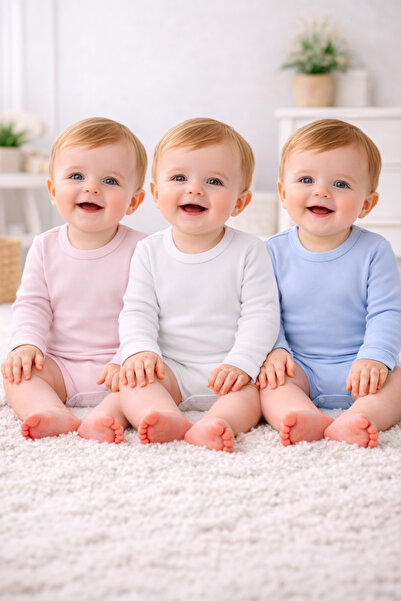 BABY TOO TEXTİLE uzun kollu çıtçıtlı body %100 pamuklu yaka çıtçıtlı bebek-ço...