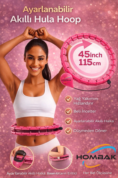 Hombak HulaHoop Bel Bölgesi Ayarlanabilir Akıllı Bel İnceltme Egzersiz Çemberi