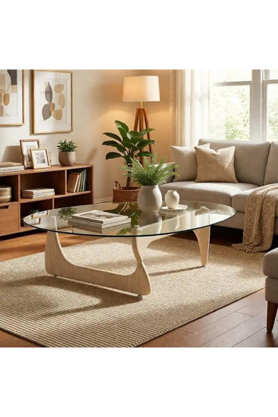 DEC13 طاولة قهوة زجاج بتصميم حديث