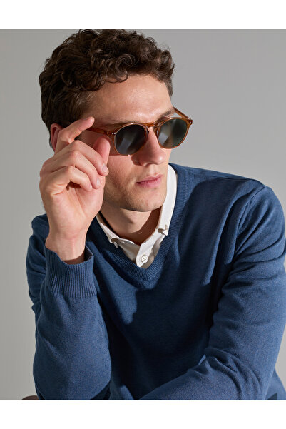 Pierre Cardin Indigo Melange S Slim Fit V-Neck Basic Knitwear Sweater 5031419...