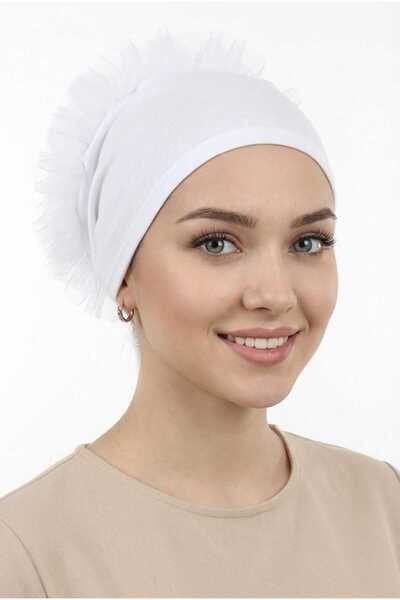 Jusmart White Cotton Pack Front Sewn Ruffle Bun Bonnet ◆   Breathable Fabric ...