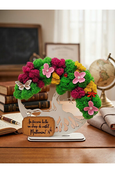 OEM Cadou Copacul Vietii cu licheni stabilizati din lemn alb In fiecare lecti...