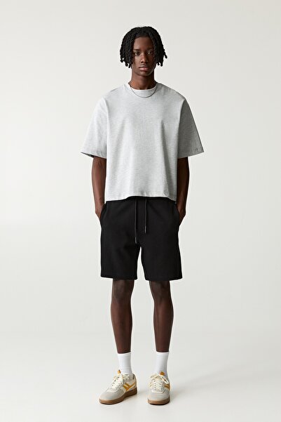 Pull & Bear Dokulu jogger bermuda şort