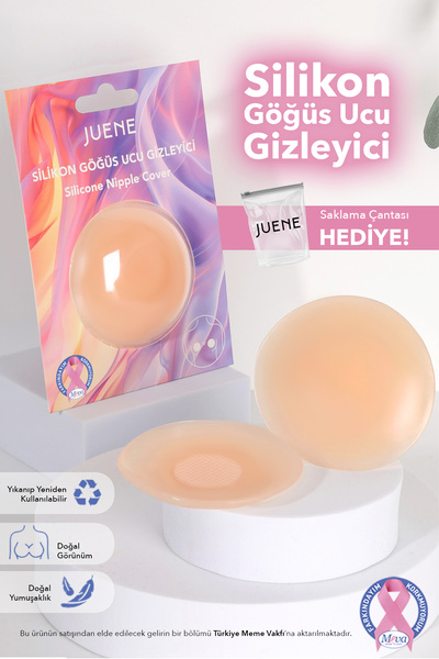 Juene Silikon Göğüs Ucu Gizleyici – Yapışkanlı, Tekrar Kullanılabilir, İz Yap...