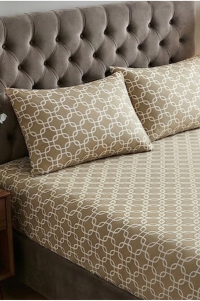 carwen home tekstil Ranfors Cotton Lu Elasticated Chain Bed Sheet Current Cre...