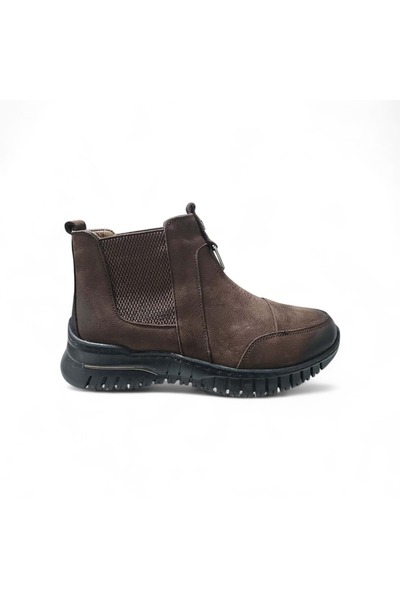 ayaktrendi Women's Daily Nubuck Leather Boots 1453K - Brown - 37